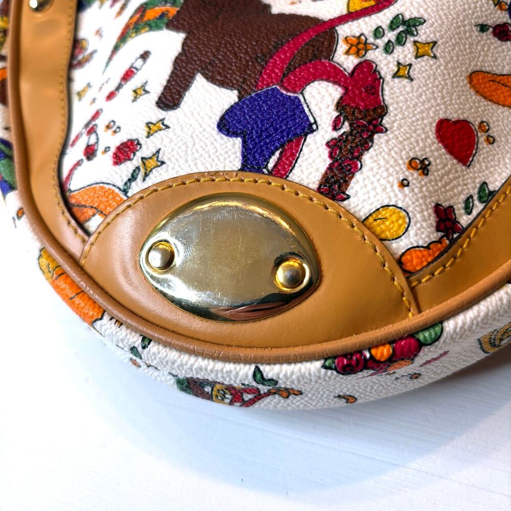 Piero Guidi Magic Circus Mini Crescent Shoulder Bag White Multicolor Italy - Picture 3 of 10